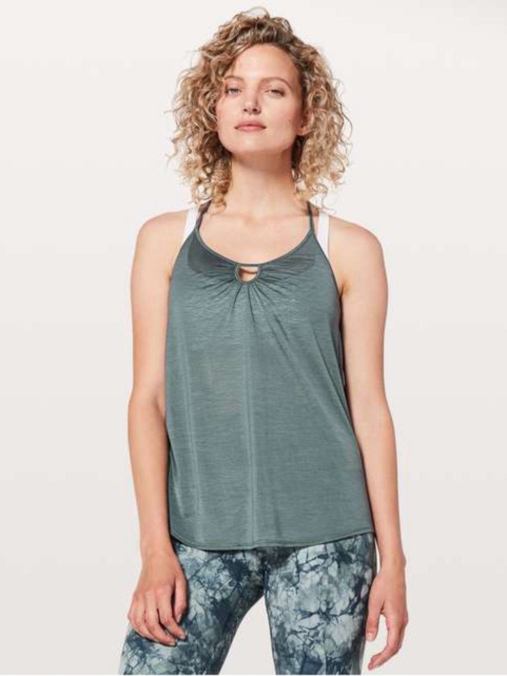 Lululemon Tighten Up Tank Sea Steel Green Flowy Comfy Tank Top Athletic Sport